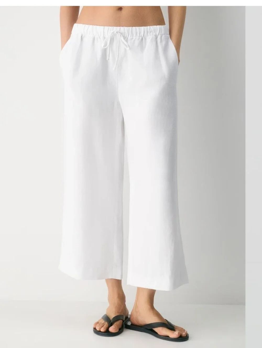 Aritzia Lodge Pant In White CruiseLinen, Wide Leg Cropped - NWT